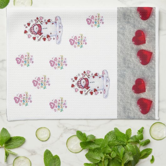 Valentine Liebe Küchenhandtuch Snowman Geschirrtuch (Gefaltet)
