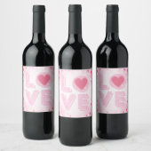 Valentine LIEBE Letter, Pink Hearts Weinkennzeiche Weinetikett (Flaschen)