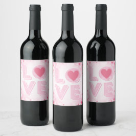 Valentine LIEBE Letter, Pink Hearts Weinkennzeiche Weinetikett