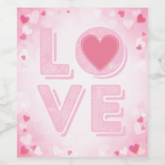 Valentine LIEBE Letter, Pink Hearts Weinkennzeiche Weinetikett (Einzelnes Label)