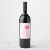 Valentine LIEBE Letter, Pink Hearts Weinkennzeiche Weinetikett (Vorderseite)