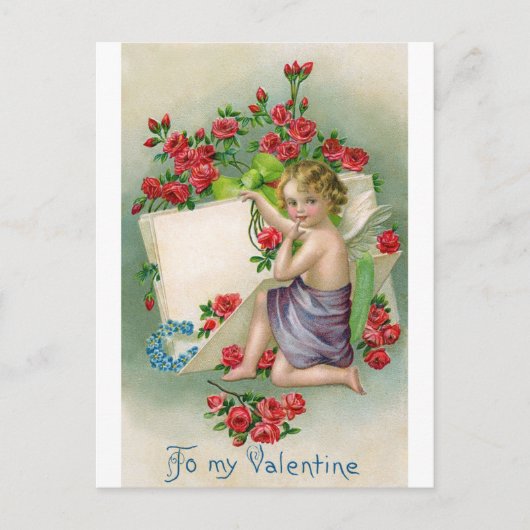 Valentine Liebe Romantische Vintage Postkarte (Vorderseite)