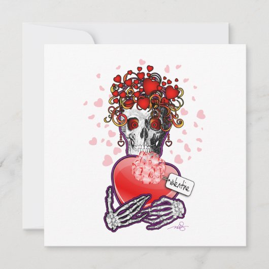 Valentine Liebe Skull Feiertagskarte (Vorderseite)