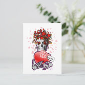 Valentine Liebe Skull Feiertagspostkarte (Stehend Vorderseite)