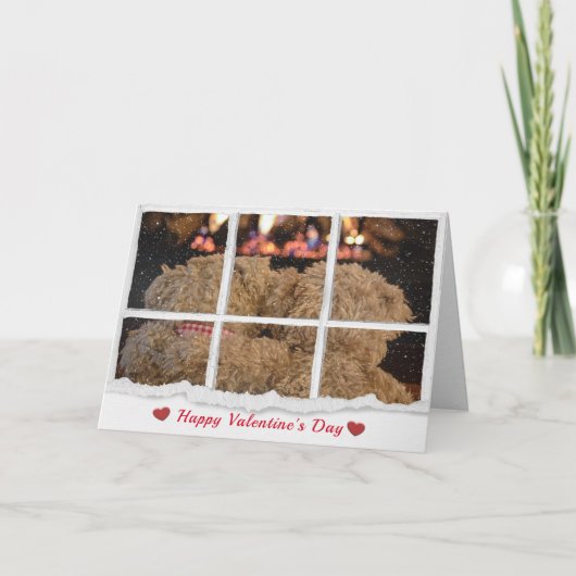 Valentine Liebe Teddy Bären mit Kamin Karte (Vorderseite)
