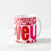 Valentine "Liebe u" Herz Rosa & Weiß Tasse (VorderseiteRechts)