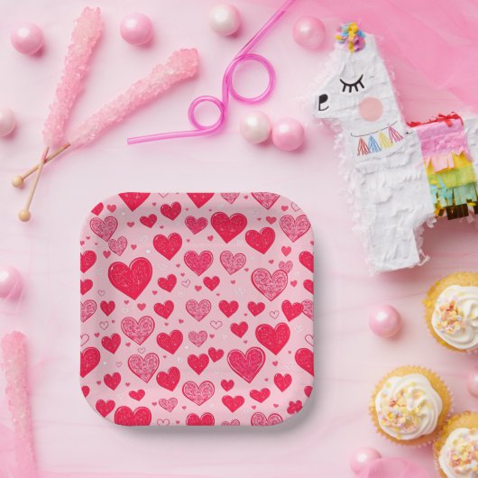 Valentine Liebe-Valentine-Herzen Pappteller (Party)