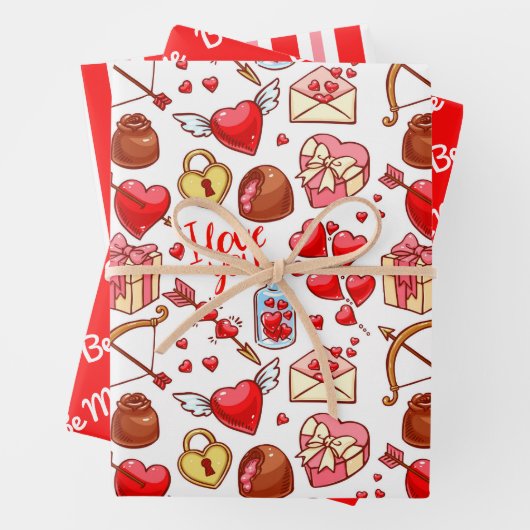 Valentine Liebe Wrapping Paper Set 3 Geschenkpapier Set (Beispiel)