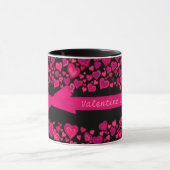 "Valentine Liebe you" - Rosa Schwarze Tasse (Zentrum)