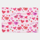 Valentine liebt Vögel, die rot und rosa sind Geschenkpapier Set (Vorderseite 2)