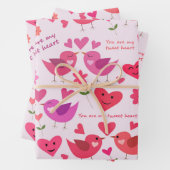 Valentine liebt Vögel, die rot und rosa sind Geschenkpapier Set (Beispiel)