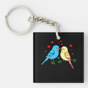 Valentine liebt Vögel in Shirt-Design Schlüsselanhänger