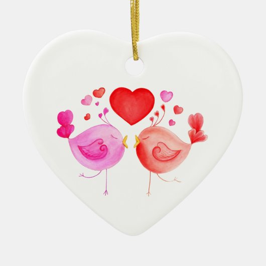 Valentine liebt Vögel Rosa Kunstschmuck Keramikornament (Vorne)