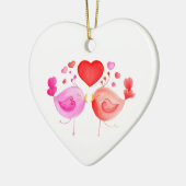 Valentine liebt Vögel Rosa Kunstschmuck Keramikornament (Links)