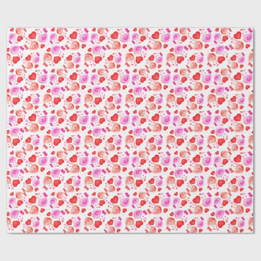 Valentine liebt Vögel und Herzen rosa rote Geschen Geschenkpapier (Flach)