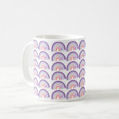 Valentine Lila Handgezeichnetes Regenbogenmuster Kaffeetasse (Vorderseite Links)