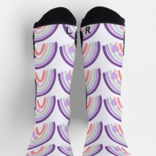 Valentine Lila Handgezeichnetes Regenbogenmuster Socken
