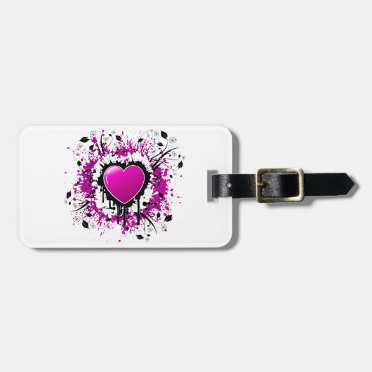 Valentine Lila Heart Gepäckanhänger (Vorderseite horizontal)