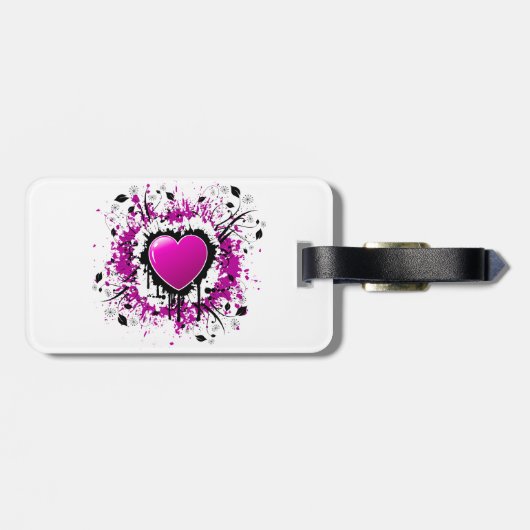 Valentine Lila Heart Gepäckanhänger (Rückseite horizontal)