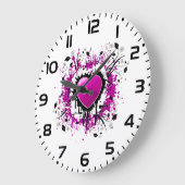 Valentine Lila Heart Große Wanduhr (Winkel)