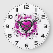 Valentine Lila Heart Große Wanduhr (Vorderseite)