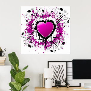 Valentine Lila Heart Poster