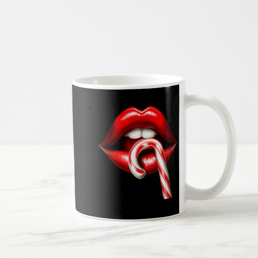 Valentine Lips Kisses Valentines Funny Candy Cane Kaffeetasse (Rechts)