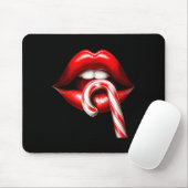 Valentine Lips Kisses Valentines Funny Candy Cane  Mousepad (Mit Mouse)