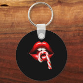 Valentine Lips Kisses Valentines Funny Candy Cane  Schlüsselanhänger (Vorderseite)