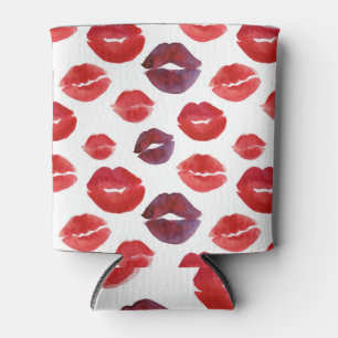 Valentine Lipstick, Aquarellfarbe Nahtlose Drucke. Dosenkühler
