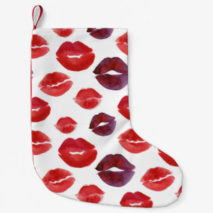 Valentine Lipstick, Aquarellfarbe Nahtlose Drucke. Kleiner Weihnachtsstrumpf