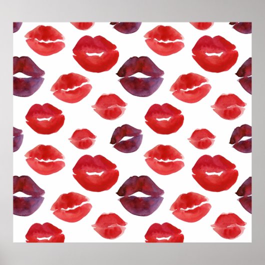 Valentine Lipstick, Aquarellfarbe Nahtlose Drucke. Poster (Vorne)