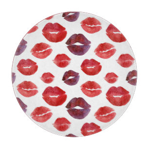 Valentine Lipstick, Aquarellfarbe Nahtlose Drucke. Schneidebrett