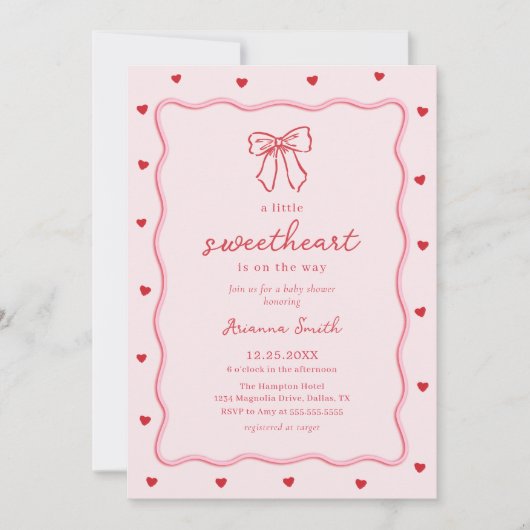 Valentine Little Sweetheart Baby Shower Invitation Einladung (Vorderseite)