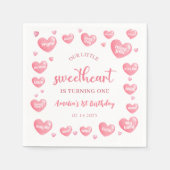 Valentine Little Sweetheart Birthday Paper Napkin Serviette (Vorderseite)