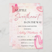 Valentine Little Sweetheart Girl Baby Shower Einladung (Vorne/Hinten)