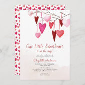 Valentine Little Sweetheart Pink Girl Baby Dusche Einladung (Vorne/Hinten)