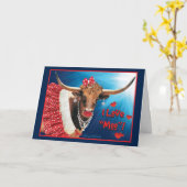 Valentine Longhorn Cow Karte (Gelbe Blume)
