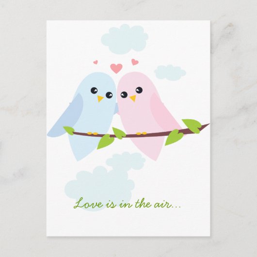 Valentine Love Birds Postkarte (Vorderseite)