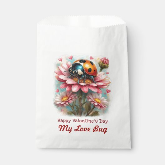 Valentine Love Bug auf blühender Rose Geschenktütchen (Vorderseite)