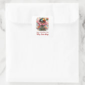 Valentine Love Bug auf blühender Rose Quadratischer Aufkleber (Tasche)