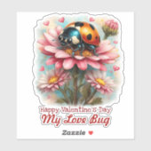Valentine Love Bug on Blossoms Rose Aufkleber (Blatt)