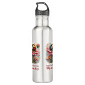  Valentine Love Bug on Blossoms Rose Edelstahlflasche (Rückseite)