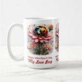Valentine Love Bug on Blossoms Rose Kaffeetasse (Links)