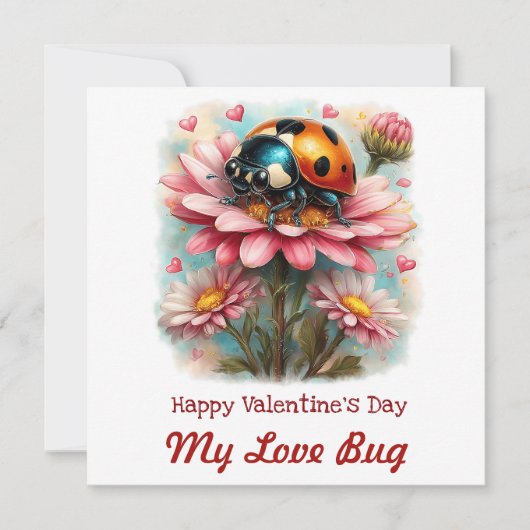  Valentine Love Bug on Blossoms Rose Karte (Vorderseite)