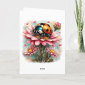  Valentine Love Bug on Blossoms Rose Karte (Rückseite)