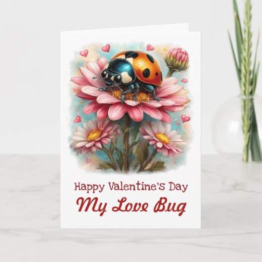 Valentine Love Bug on Blossoms Rose Karte (Vorderseite)