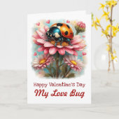 Valentine Love Bug on Blossoms Rose Karte (Gelbe Blume)