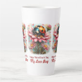  Valentine Love Bug on Blossoms Rose Milchtasse (Vorderseite)