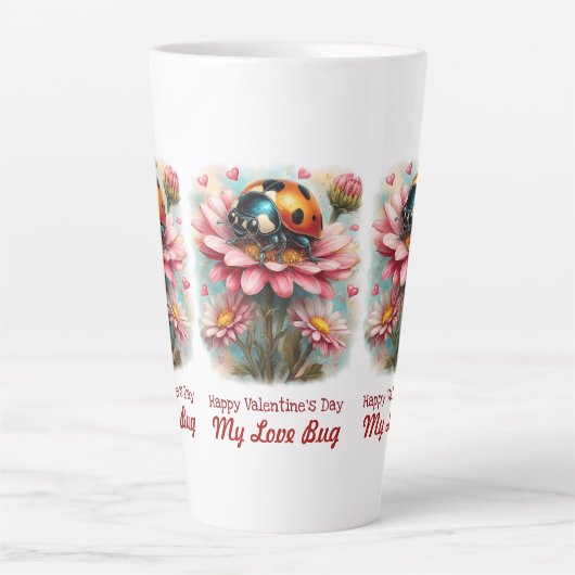 Valentine Love Bug on Blossoms Rose Milchtasse (Vorderseite)